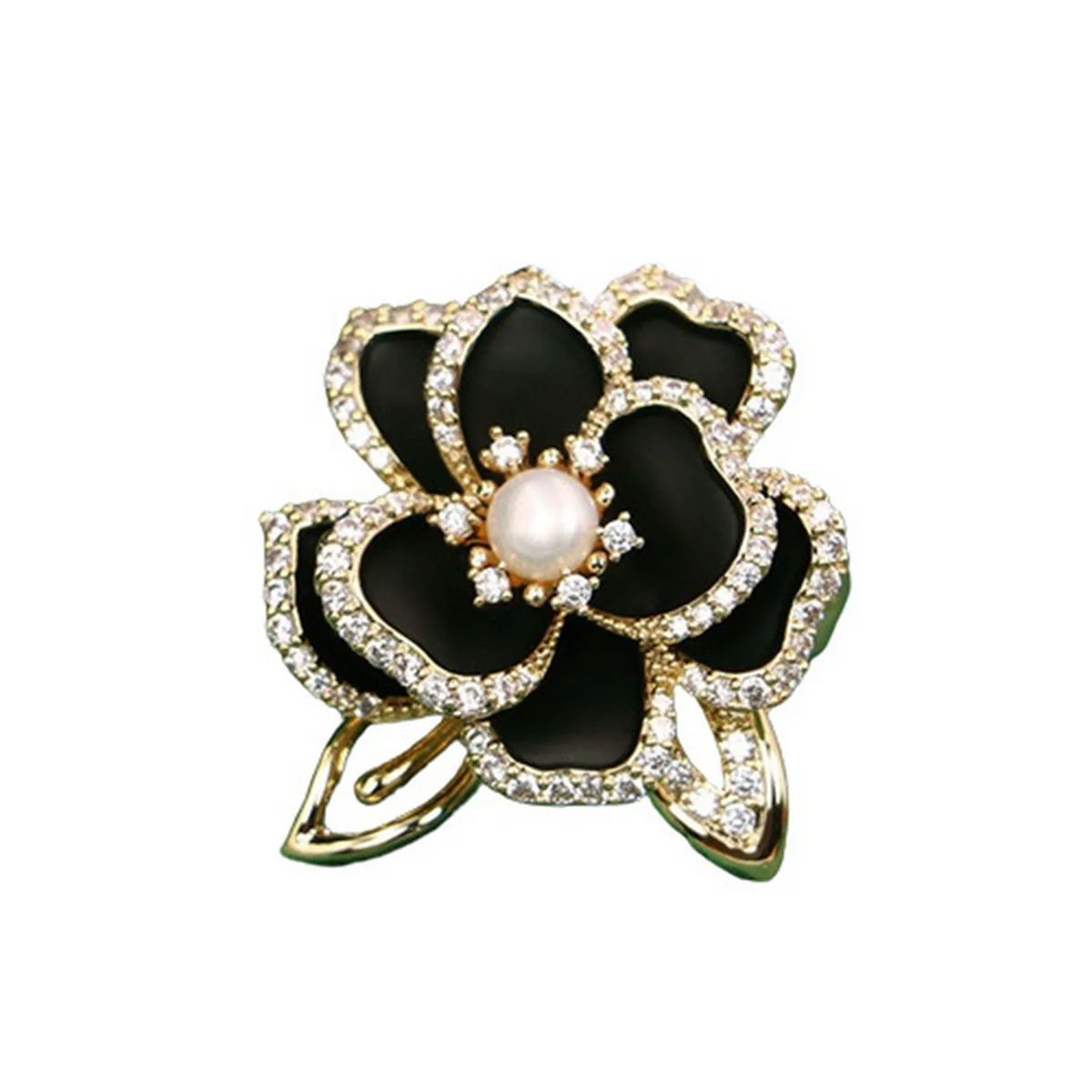 Rinhoo trend ige weiße Emaille Kamelie Blumen brosche für Frauen elegante Imitation Perlen Perlen Quaste Anstecknadeln Pflanze Abzeichen Schmuck – Detail 20