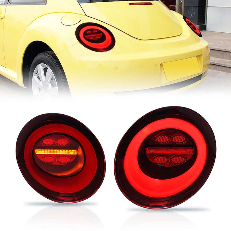 Tail Light Set For 2006-2010 Volkswagen Beetle - Left & Right Halogen, Clear/Red Lens 5 thumbnail image