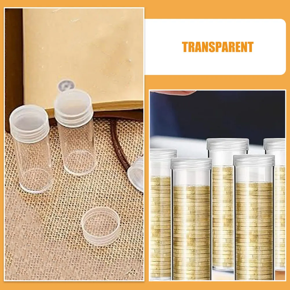 6개 동전 보관 튜브, 투명 플라스틱 홀더, 쿼터, 다임, 페니 동전 수집 보호, 머니 뱅크