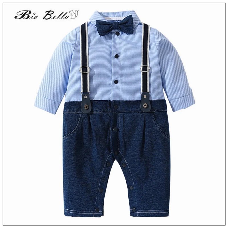 

Newborn Boy Romper Soild Gentlemen Handsome Elegant Infantil Jumpsuit First Baptism Birthday Christmas Newborn 3-18M Overalls