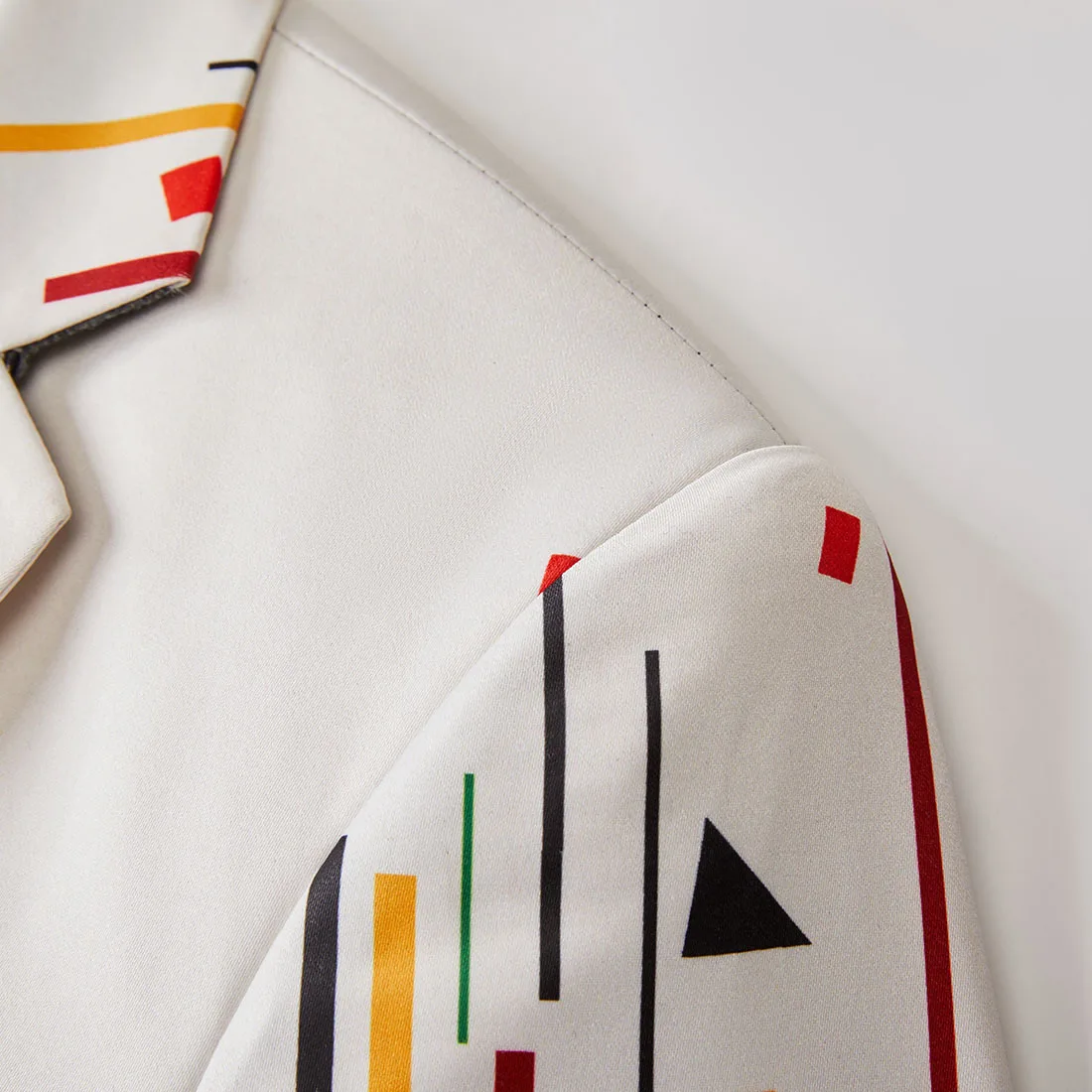 Fashion Geometric Printed Blazer Jacket For Mens Lapel Collar Single Button Stage Singers Costume Casual Male Slim Fit Suit Coat