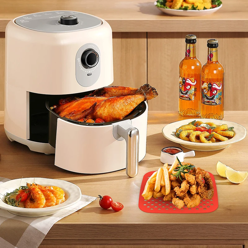 Premium Reusable Non-Stick Silicone Air Fryer Liners - Easy Clean Basket Inserts