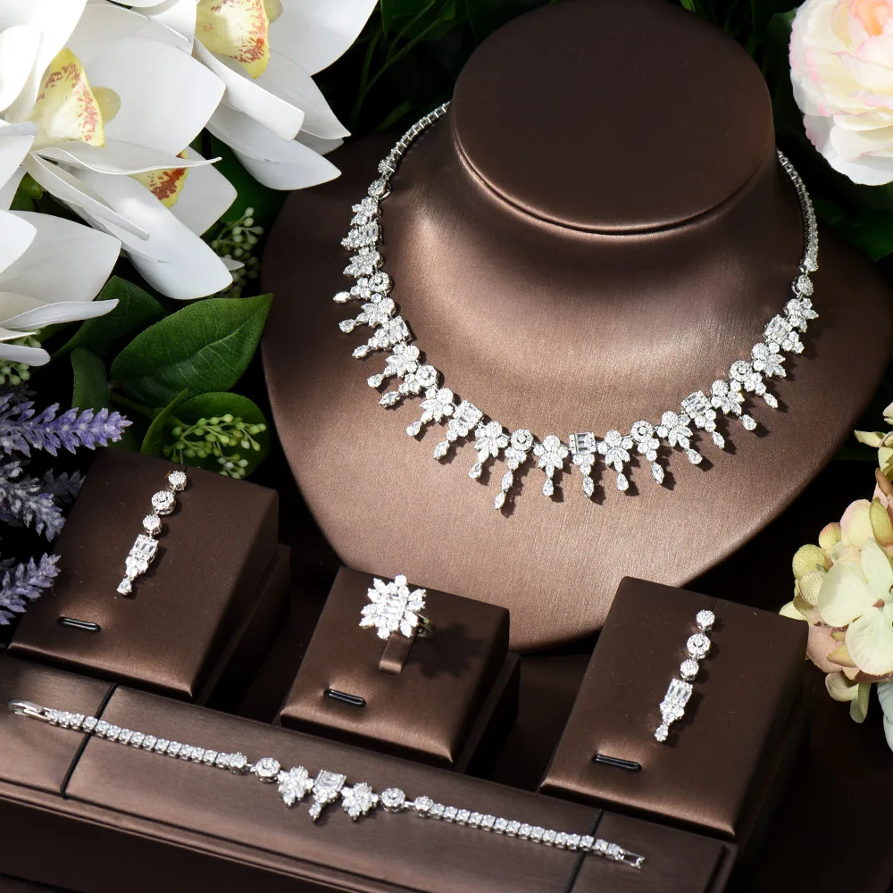 

HIBRIDE High Quality Jewelry Sets For Women Wedding Necklace Earring Set Cubic Zircon Dubai Bridal Jewelry Accessories N-1007