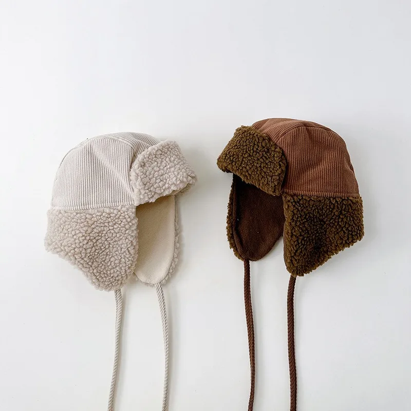 Children's Winter Shearling-Lined Thickened Boy's and Girl's Lei Feng Hat Stylish Baby Ear-Warming Hat Toddler Winter Hats