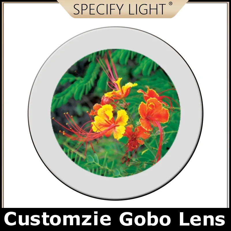 Customize 37mm-27mm Diameter Projector Glass Lens Shop Mall KTV Bar Text Pattern Gobo Advertising Lighting Projection