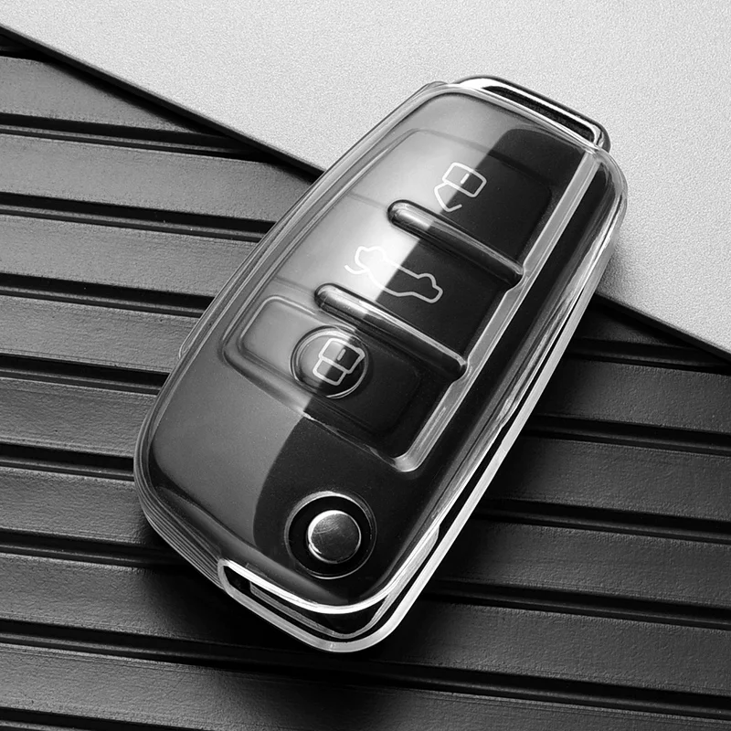 ontto TPU autosleutelhoes past voor Audi A1 A3 8P 8L A4 A5 B6 B7 A6 A7