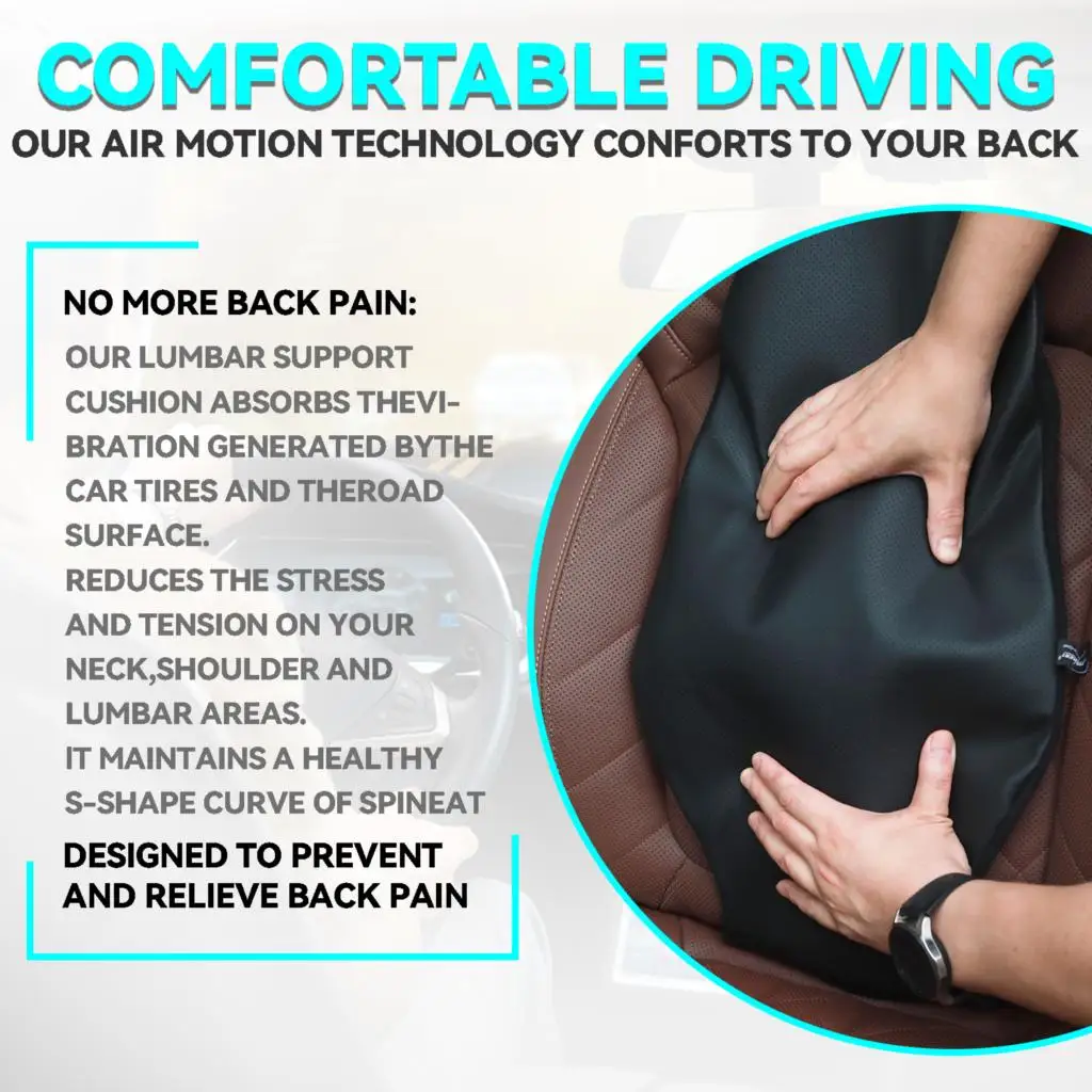 PU Leather Car Lumbar Back Support For Orthopedic Universal Soft Pillows Waist Cushion Posture Correction Backrest Auto Travel