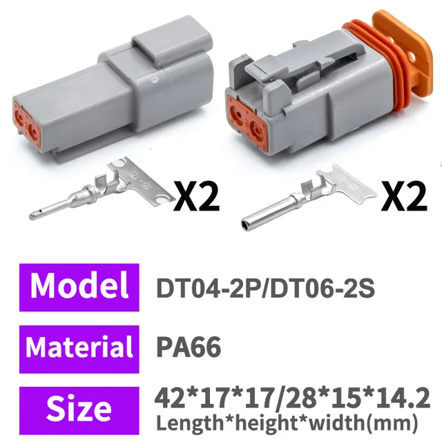MIUYTRN DT Wasserdichter Kabelverbinder 2-12 Pin - Automotive Stecker Grau