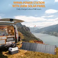 1000W Solar Generator with 200W Portable Solar Panel, 999Wh Portable Power Station Solar Powered Generator Lithium Battery 2