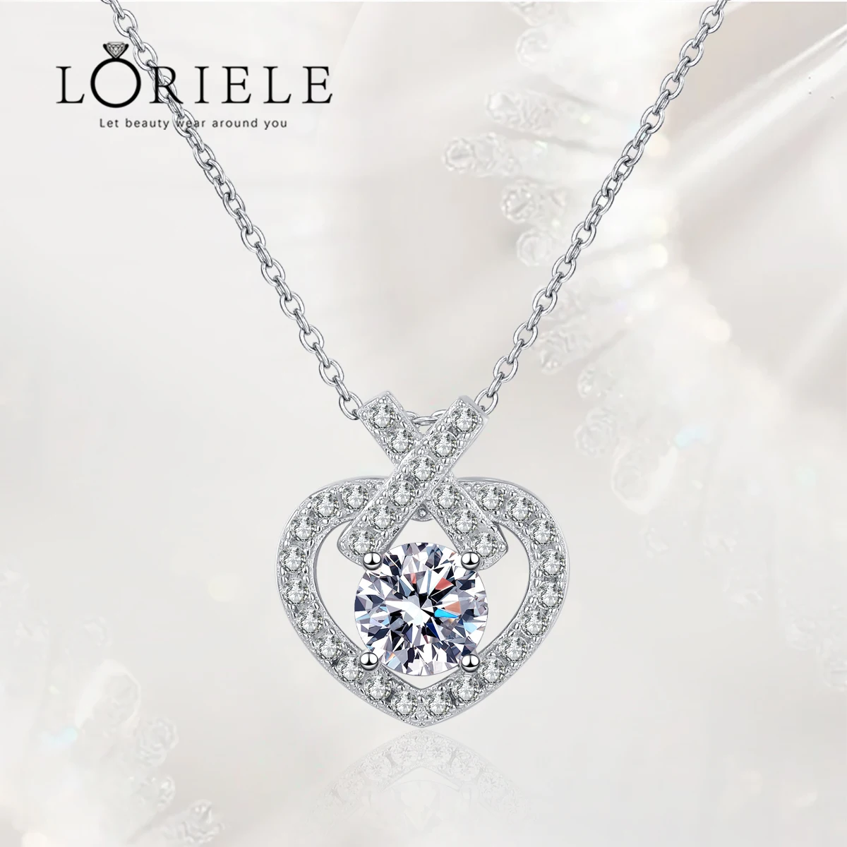 

LORIELE Heart Shaped 1ct Moissanite Diamond Pendant Necklace 100% S925 Silver Woman Sparkling Wedding Party Moissanite Jewelry