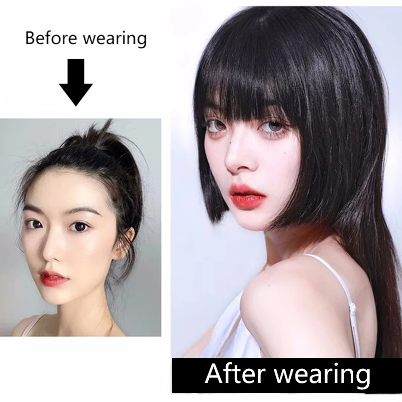 PAGEUP Synthesis 3D Princess Bangs Hime Cut Bangs Hairstyles Clip In Bangs Hair Hair Bangs for Women Hair Bangs Clip on Hair