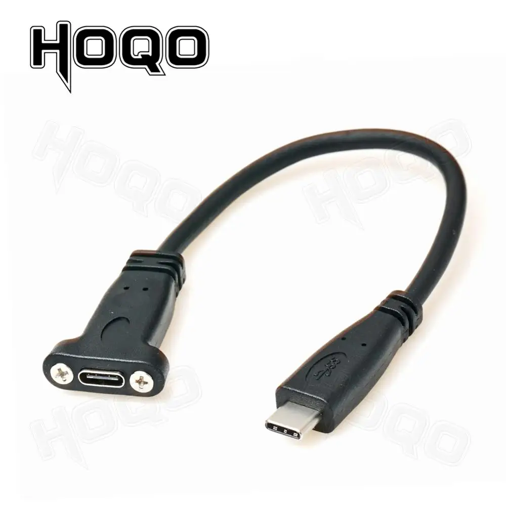 USB C Extension Cable Hoqo USB 3.1 Type c Panel Mount Screw female to Male extending Wire