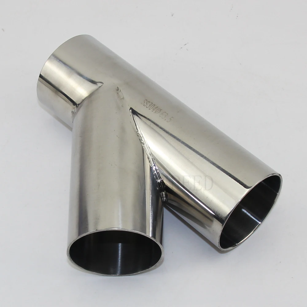 304 Stainless Steel 45 degree tee Stainless Steel Bevel 1.5 mm 2 thick tube OD 19mm-51 mm