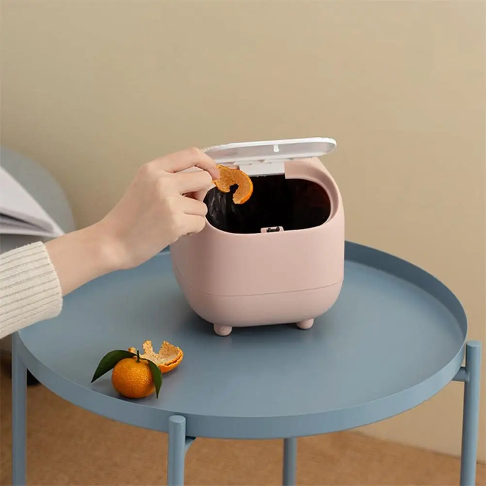 Mini Trash Can with Lid for Desktop Bathroom Vanity Office