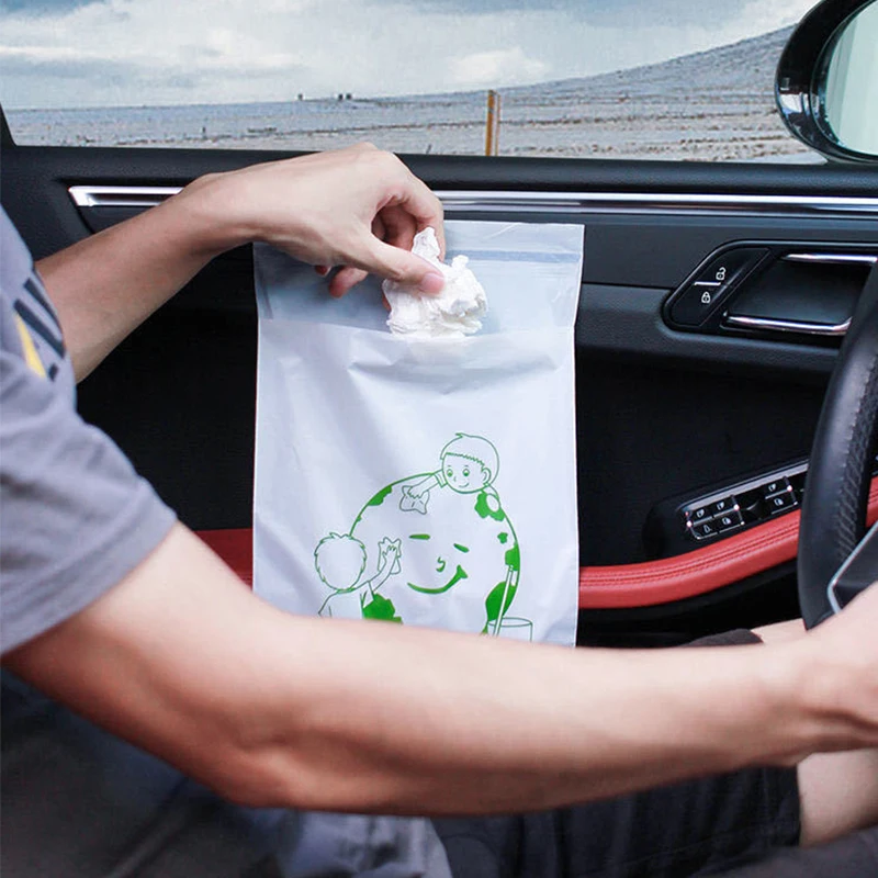 20Pcs Car Trash Bag Disposable Self-Adhesive Bags Sticking Type Auto Storage Seat Back Hanging Garbage Bag for Car Accessories