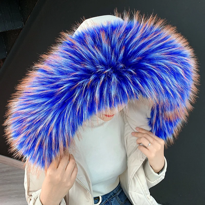 Detachable Faux Fur Collar Extra Large Warm Fake Fur Scarf Wrap Evening Cape For Winter Womens Coat Faux Fur Hood Ttrim Collar 5