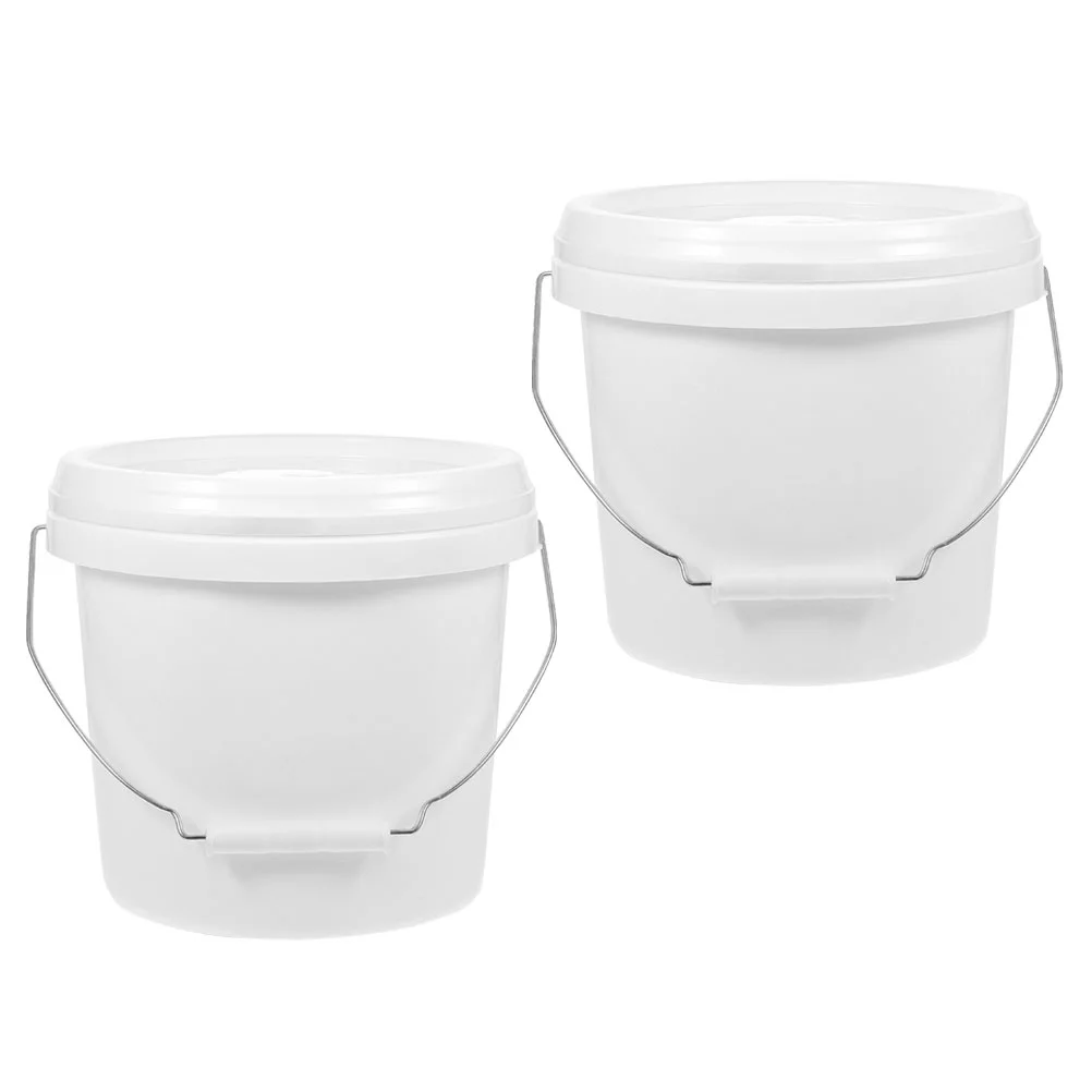 

2 Pcs White Pp Buckets Color Mixing with Lid Paint Favor Containers Pigment Painting Round Outdoor