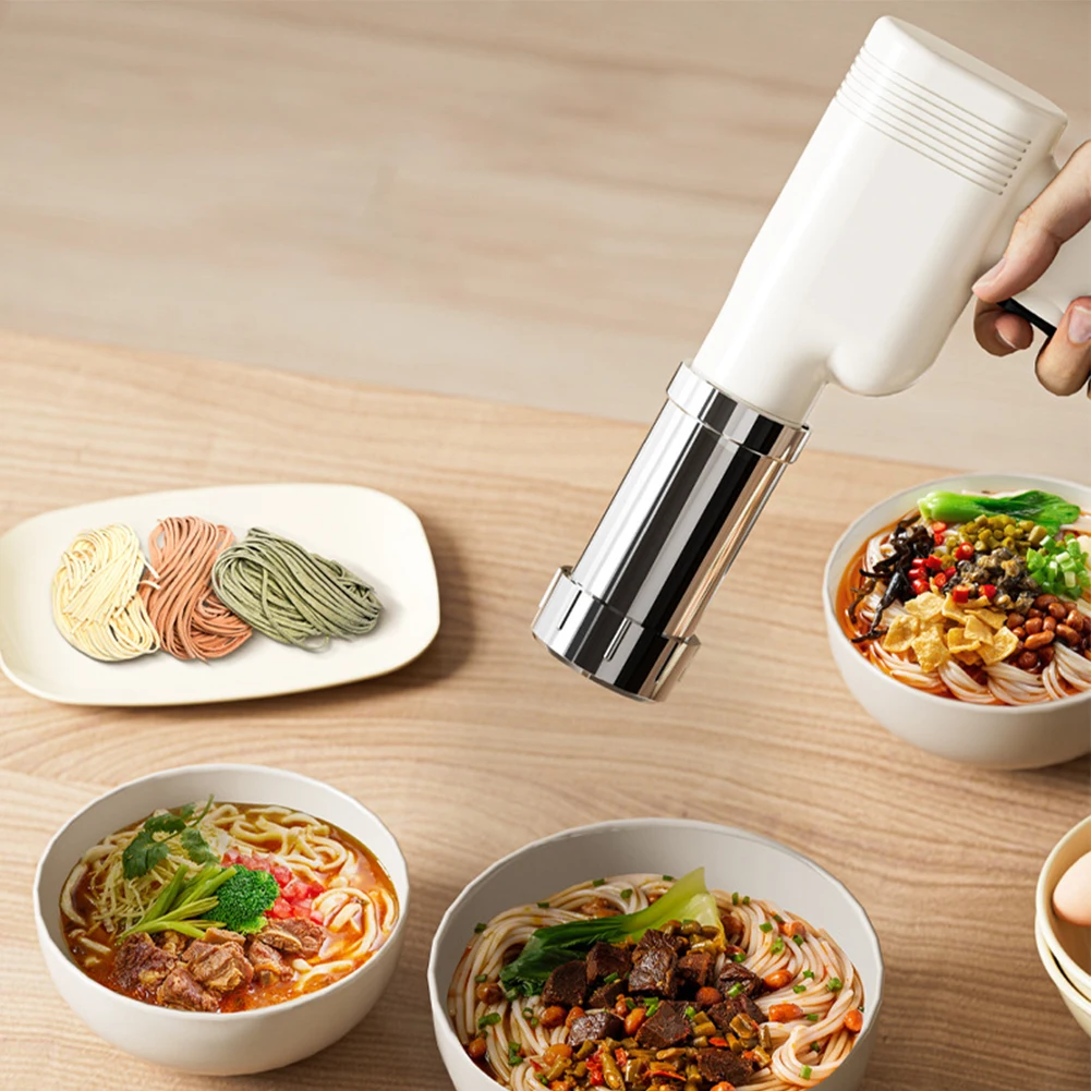 Handheld Noodle Press Gun Cordless Portable Pasta Noodle Maker 5 Molds USB Charging Utility Kitchen Gadget
