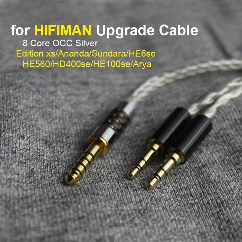 Cabo de Núcleos para Edição Hifiman xs Arya Hd400se He400i Fones de Ouvido com Microfone Occ Atualização Banhada a Prata 2.5 4.4