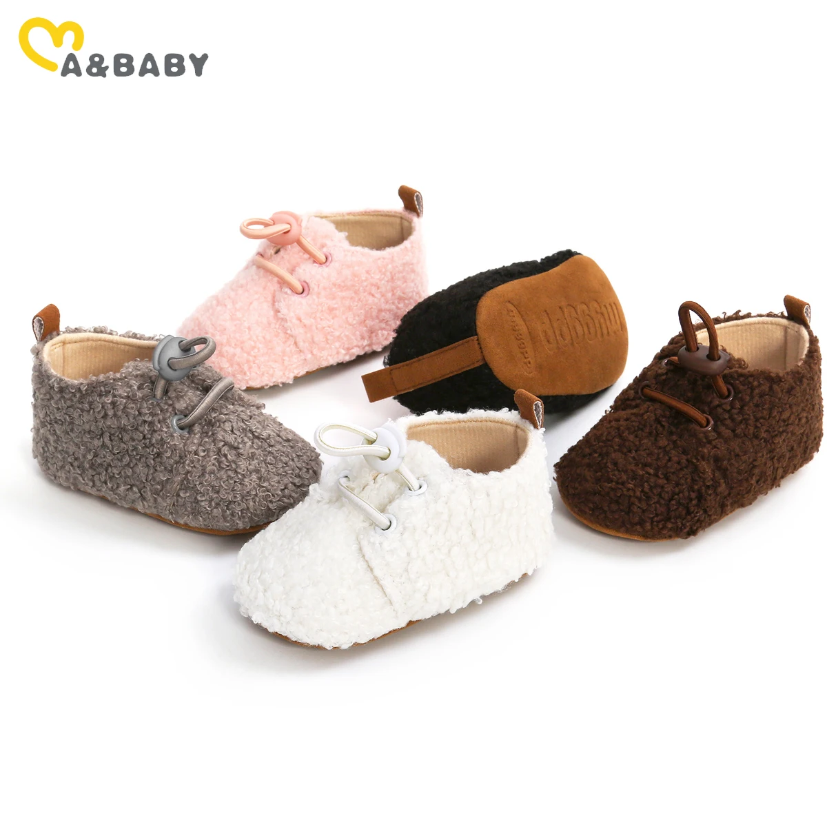 ma&baby 0-18M Warm Plush Baby Shoes Cute Newborn Infant Baby Boy Girl Crib Shoes Fall Winter First Walkers
