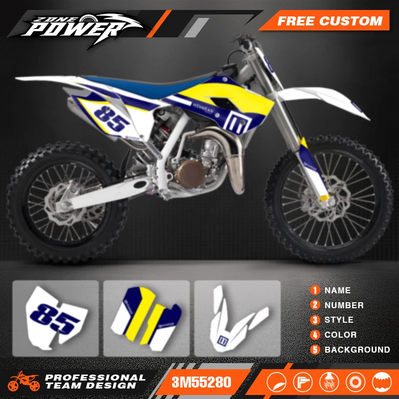 Powerzone Custom Team Motorcycle Decals for Husqvarna TC85 TC 85 2014 ...
