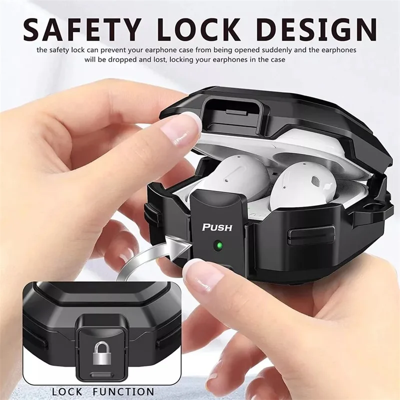Durable Shockproof Earbuds Protective Case with Keychain Attachment