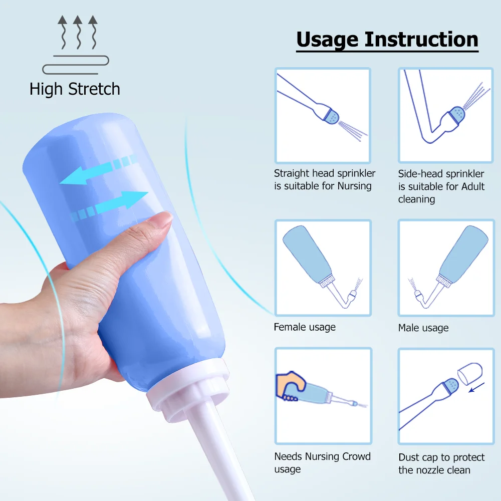 Postpartum Care Bottle, Travel Wash Basin, Direct and Side Flush 2 IN 1, 350Ml/500ML, Resistant to 100 º C,Bonus Bag 5