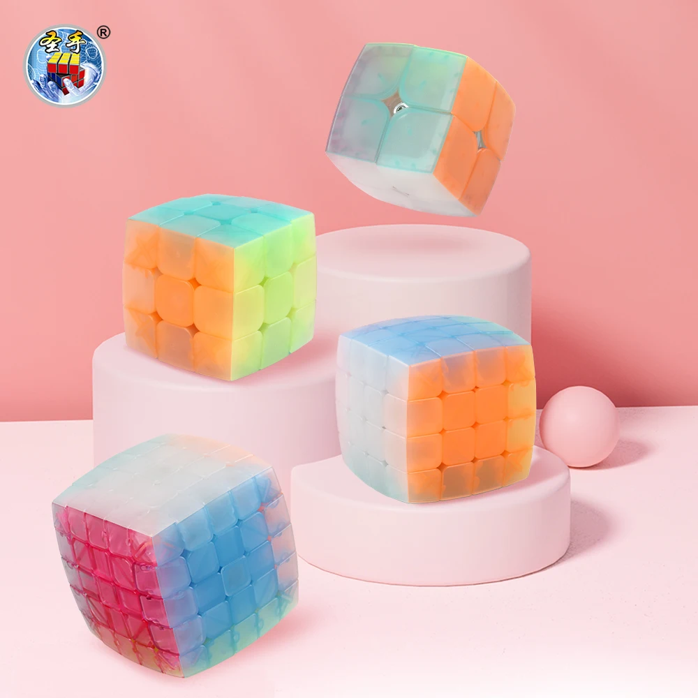 SENGSO Jelly Color Cute Cube 2x2 3x3 4x4 5x5 Magic Cube Profession Puzzle High Quality Kid's Fidget Toys