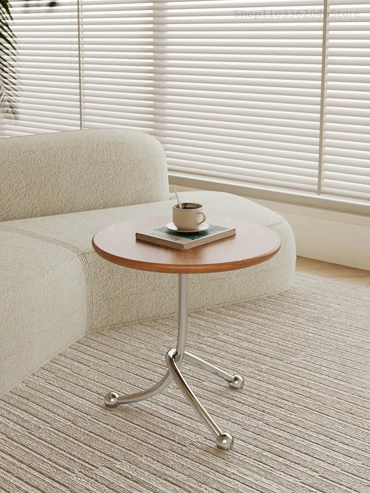 Middle Ancient Solid Wood Coffee Table Small Round Table Mini Simple Small Apartment Sofa Side Internet Red Creative