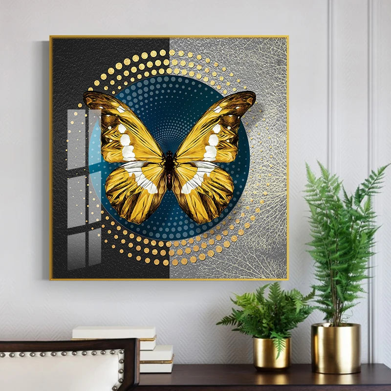 Abstract Luxury Butterfly Canvas Painting Wall Art Gold Butterfly Posters and Prints for Living Room Wall Decoration Cuadros