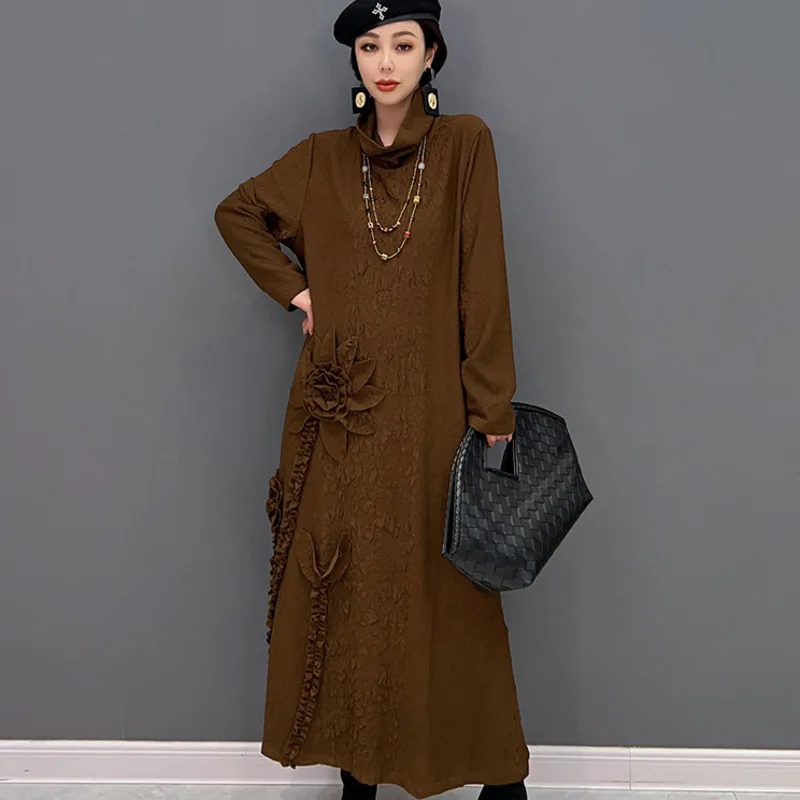 

2023 Spring Autumn Woman Turtleneck Knitting Dress