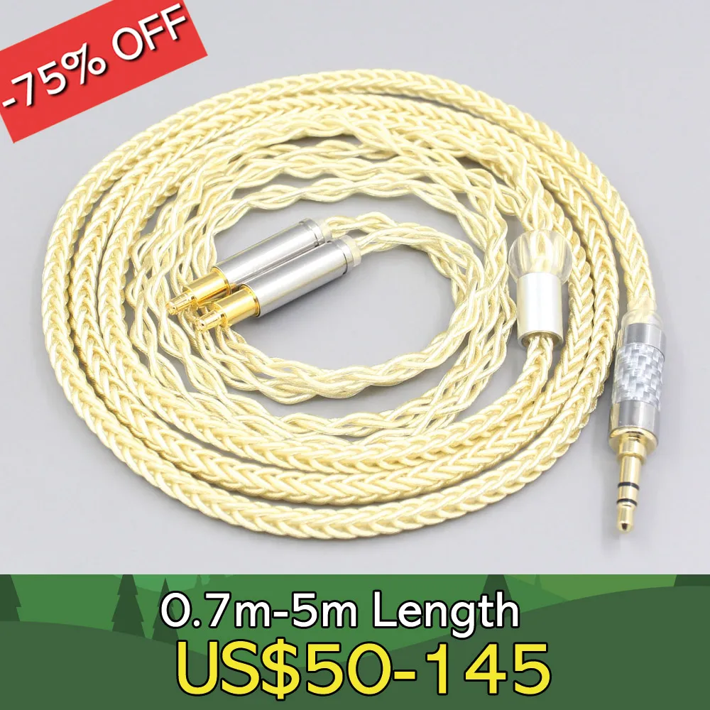 

8 Core Gold Plated + Palladium Silver OCC Alloy Cable For Audio Technica ATH-ADX5000 ATH-MSR7b 770H 990H A2DC Headphone LN007627