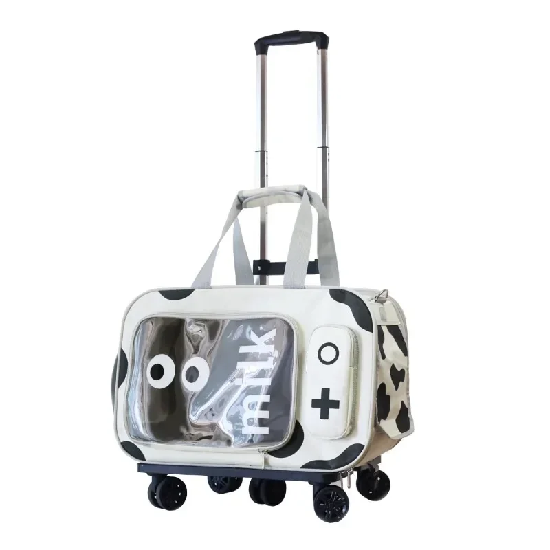 Small animal carrier Portable Luggage pets cat bag with wheels Foldable cat carrier pet backpack Outing backpack