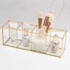 Premium Glass Makeup Brush Organizer with Gold Rim Cosmetic Brush Holder for Lipstick Eyeliners Waterproof Dustproof Storage Box 5