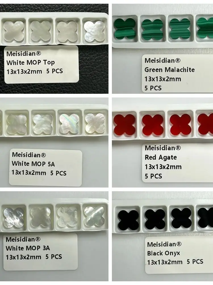 Loose Gemstones Mosangna 8-18mm Natural Malachite Onyx Red Agate White Mother Of Pearl Four Leaf Clover Stone