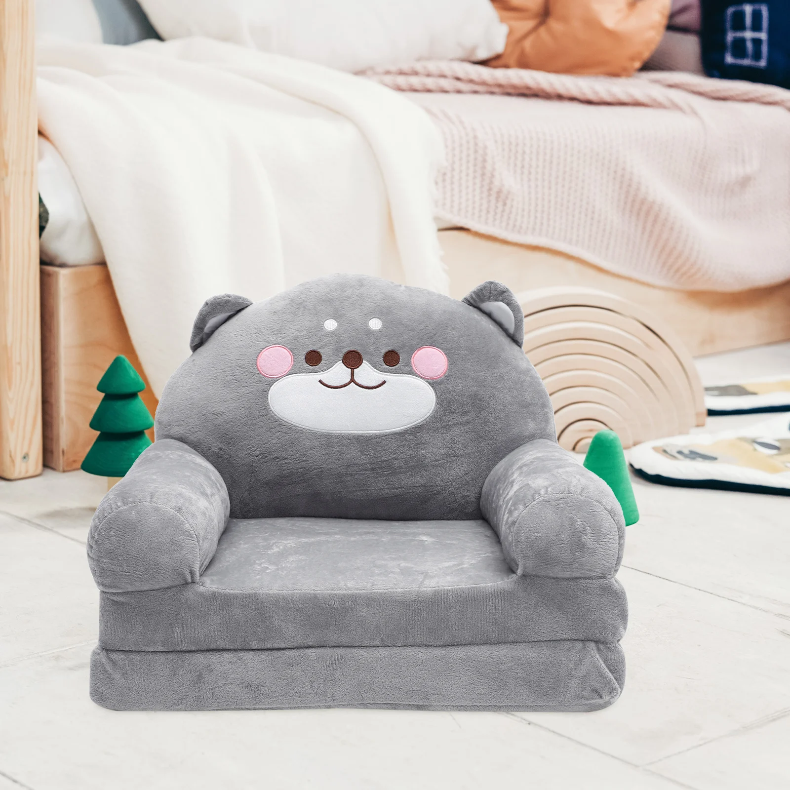 Sofa Children Cozy Chair Child Elephant Folding Sofa Plush Foldable Backrest Chairs Cartoon Armchair for Playroom Bedroom