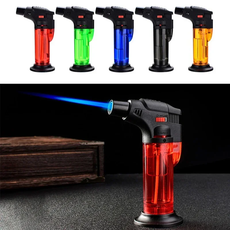 BBQ Lighter Kitchen Windproof Metal Gas Torch Portable Cigar Turbo Inflatable Butane Jet Flame