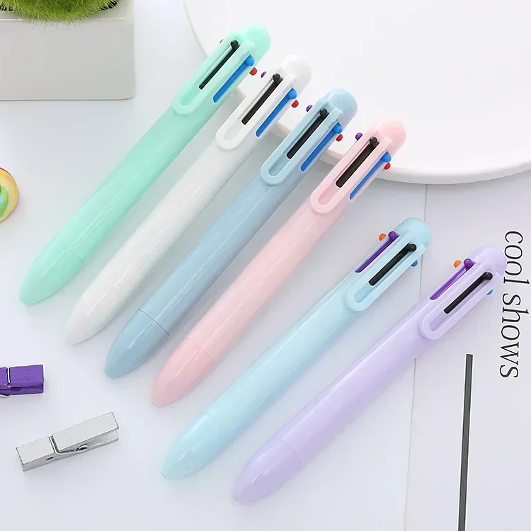 0.5mm Creative Macaron 6 Color Ball Point Pen multifunction ballpoint pen multifunctional pen ballpoint pen ball point pen Solid Color Pen Students Multicolor Oil Girl Heart Notebook