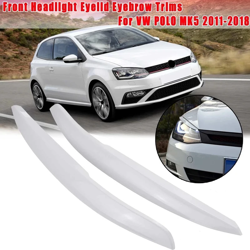 Accessories Car Styling CarbonLook/GlossBlack NAWQK 1Pair Car Headlights Eyelids Eyebrow ABS Trim Stickers Cover Fit For VW Fit For Polo 2018 Color : CarbonLook 