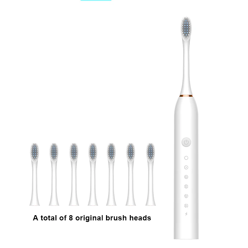 Cepillo de dientes eléctrico con temporizador inteligente, cepillo de dientes sónico para adultos, blanqueamiento rápido, cepillo de dientes recargable por USB, cabezal de repuesto J189