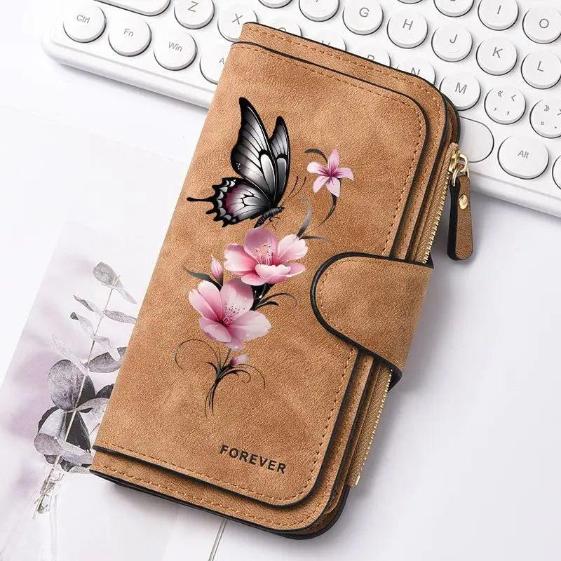 Elegant Butterfly Flower Women's Long Wallet with Card Slots, Coin Pocket & Phone Pouch – Ideal Gift