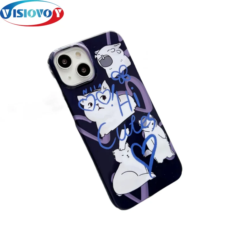 Soul Ghost Love Cat Custodie Per Telefono Per Iphone 15 14 13 Pro Max Darkness Cartoon Cats Cover Per Telefono Cute Back Guscio Protettivo Fundas