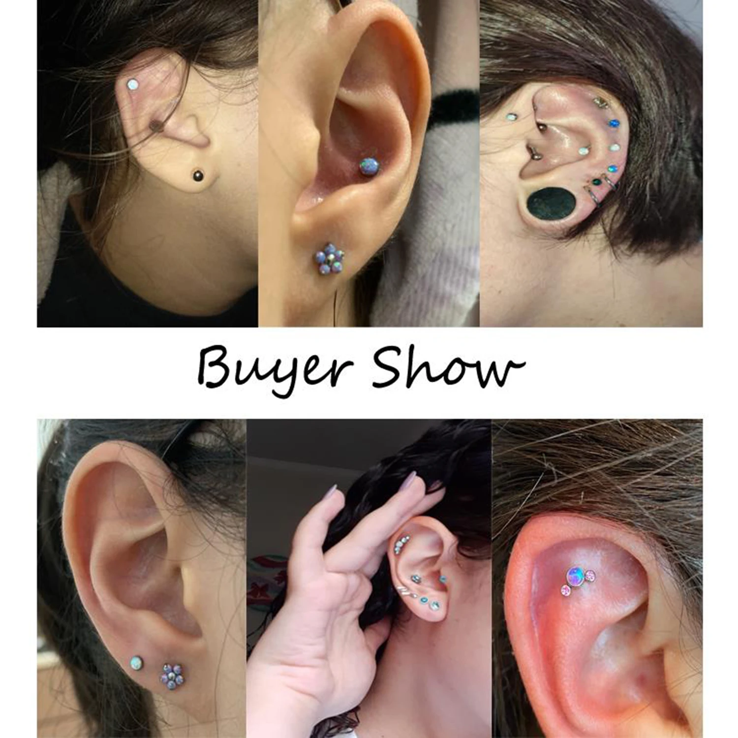 ZS 5Pcs/lot 16G Clear Bioflex Lip Labret Piercing Set Crystal Monroe Lip Stud Star Heart Ear Tragus Helix Cartilage Piercings
