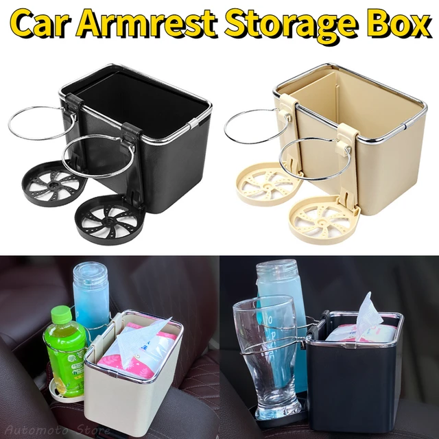 Caja de almacenamiento multifunción para coche, organizador de reposabrazos  para Interior de coche, gran capacidad para guardar vasos de pañuelos de  teléfono, soporte para bebidas - AliExpress