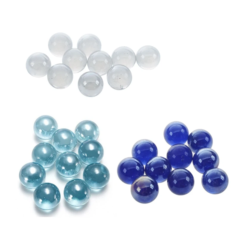 

10 Pcs Marbles 16Mm Glass Marbles Knicker Glass Balls Decoration Color Nuggets Toy Transparent & Dark Blue & Light Blue(3 Set)