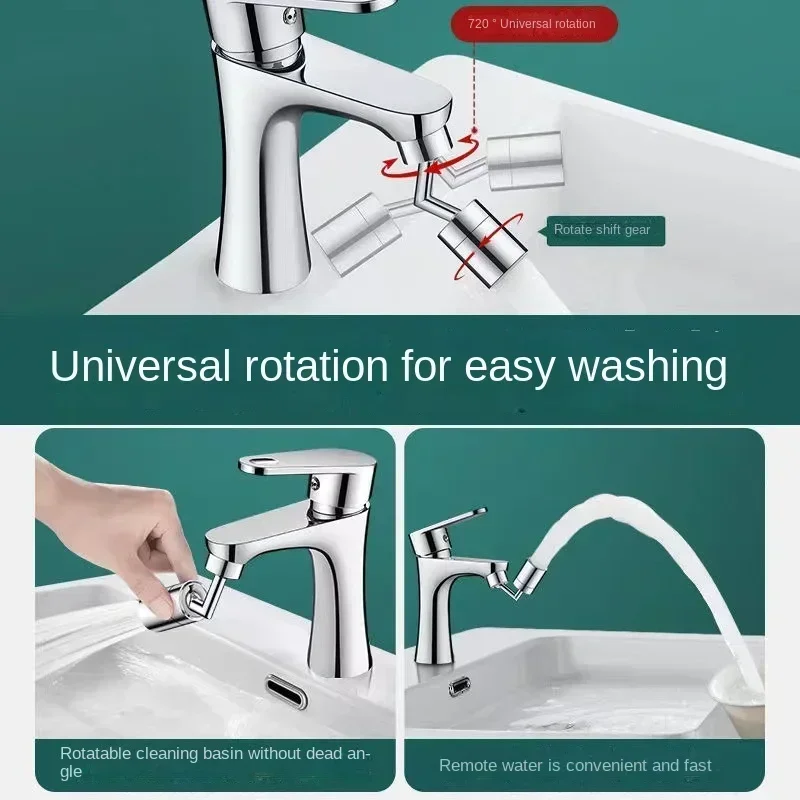 Stainless Steel 720°Rotation Faucet Extender Universal Splash-proof Saving Faucet Sprayer Head Bathroom Kitchen Extender Adapter 3