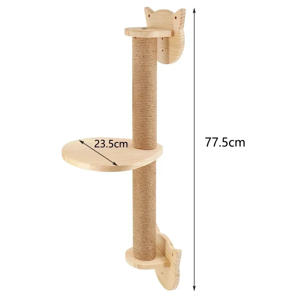 Wall-Mounted Cat Climbing Playground with Scratching Post, Hammock, and Sisal Ladder