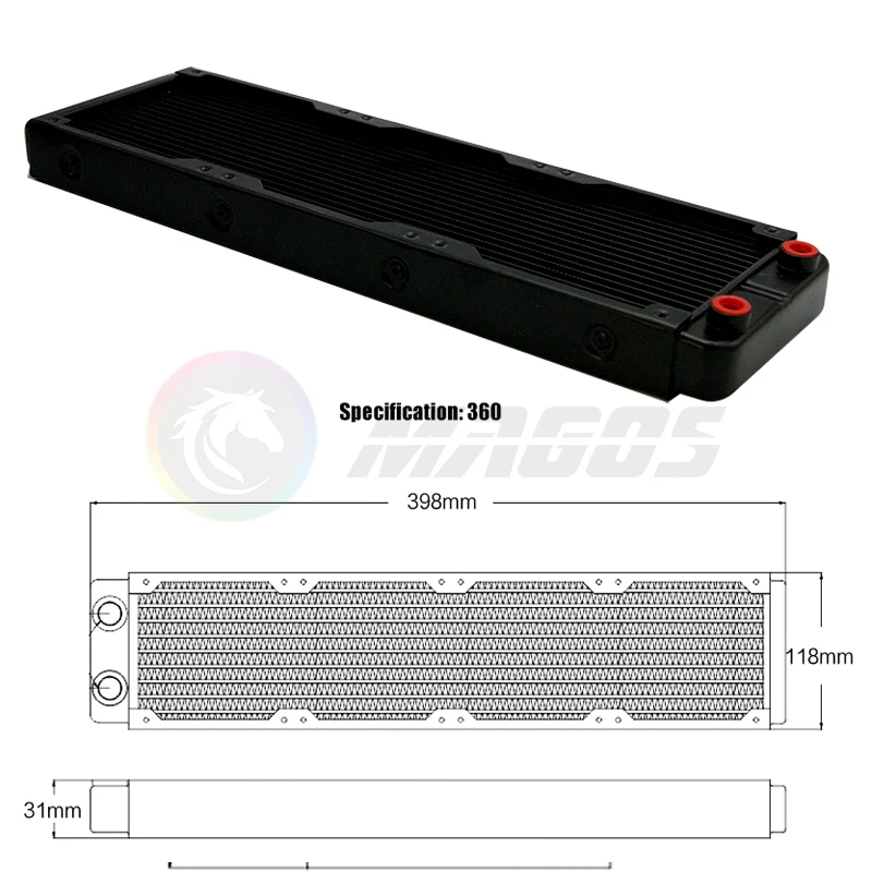 Enhanced Cooling Radiator - High-Performance Aluminum Heat Exchanger with Fan Support (Available in Multiple Sizes and Colors)