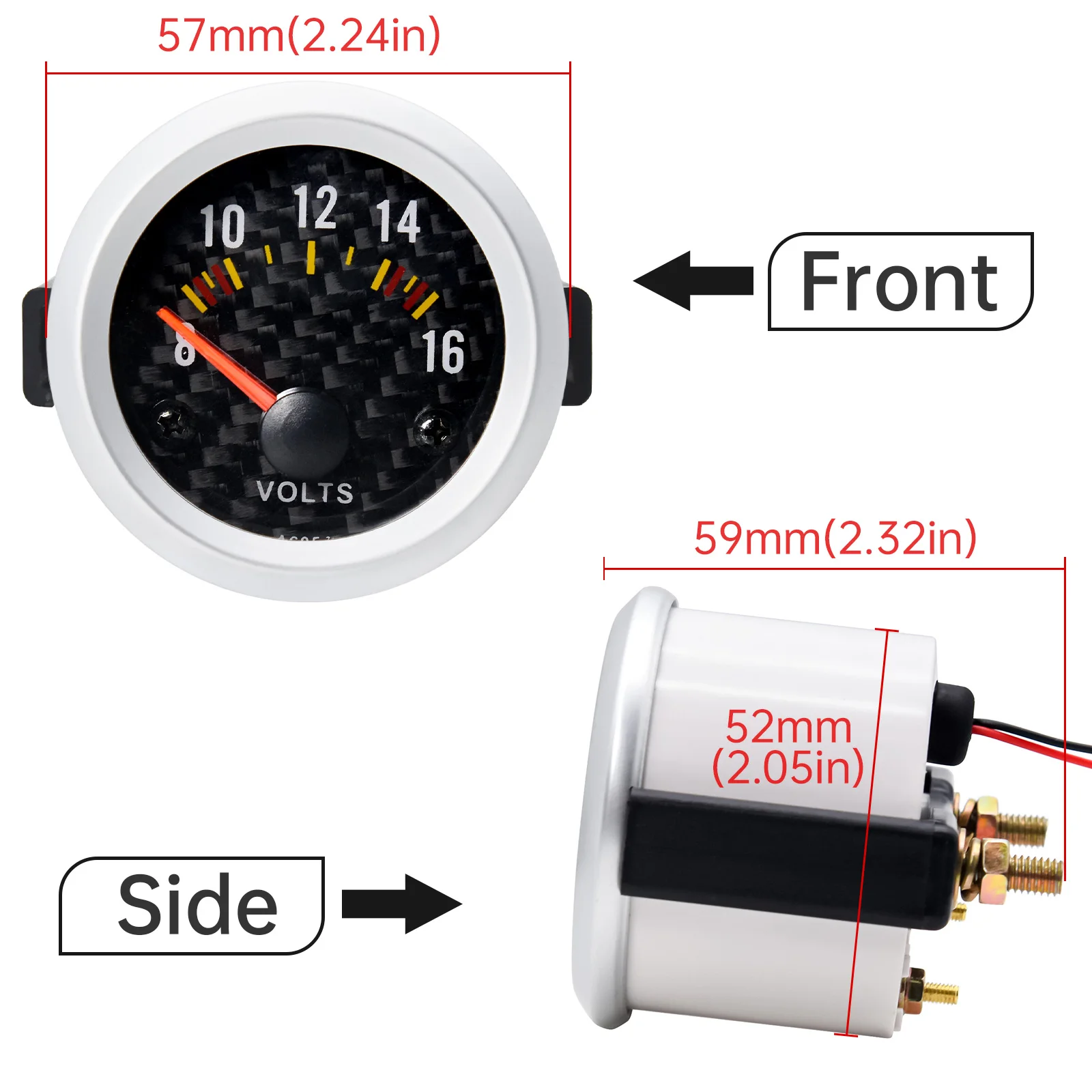 HD 52mm а ڵ а  8-16 Ʈ ͸ ǥñ, 12V ڵ    а