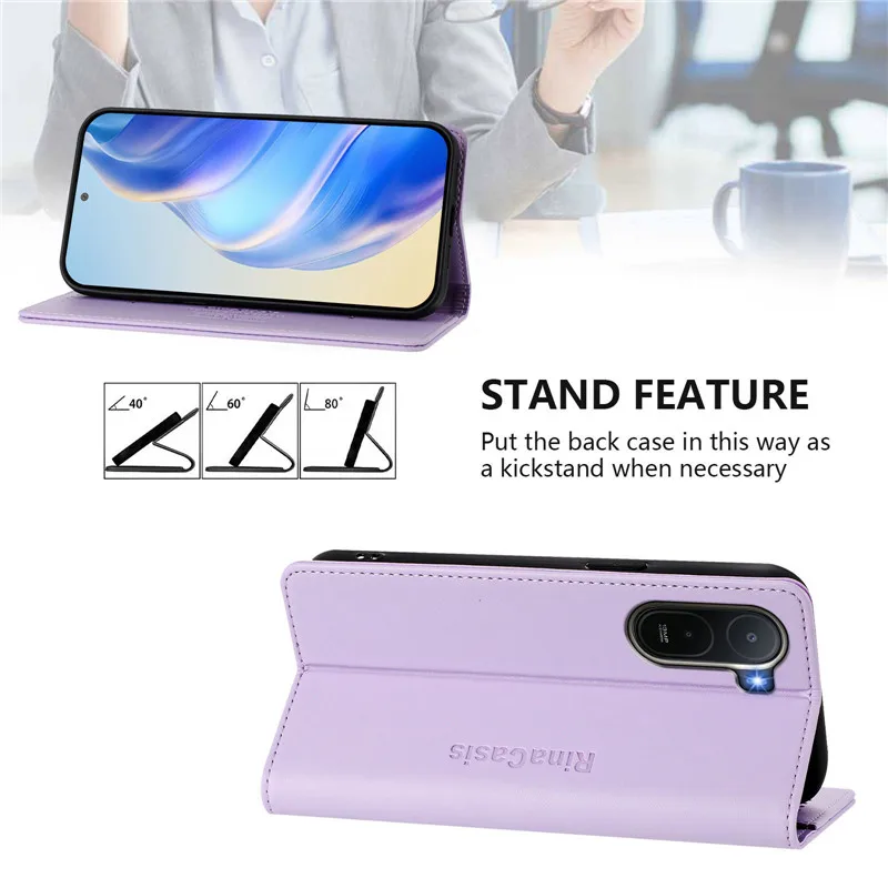 Luxury Anti-Theft Leather Wallet Flip Cover with Magnetic Closure